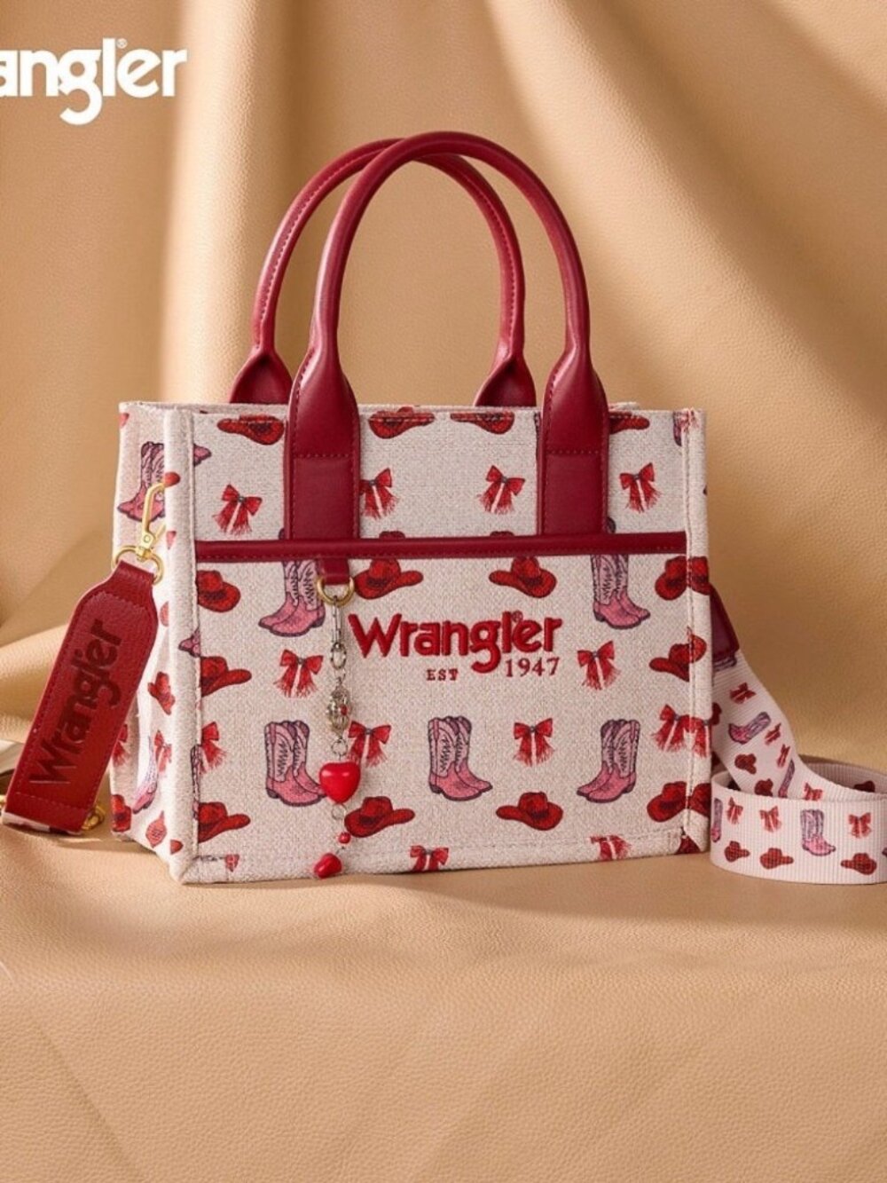 Wrangler Western Cowboy Print Tote Bag Pink